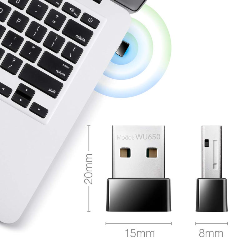 cudy محول واي فاي USB Cudy AC بسرعة 650 ميجابت في الثانية لجهاز الكمبيوتر، دونجل لاسلكي 5GHz/2.4GHz، محول واي فاي USB لجهاز اللابتوب - بحجم نانو، متوافق مع ويندوز XP / 7/8.x /10/11، ماك أو إس - Image 3